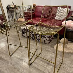 Cb2 Alpha Brass Metal Counter Stool Set