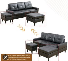 Chocolate 3 Seat Sofa w. 2 Ottomans (willing to negotiate)