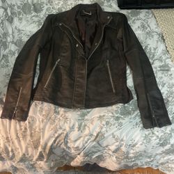 Women's Faux Leather Jacket, Size Large