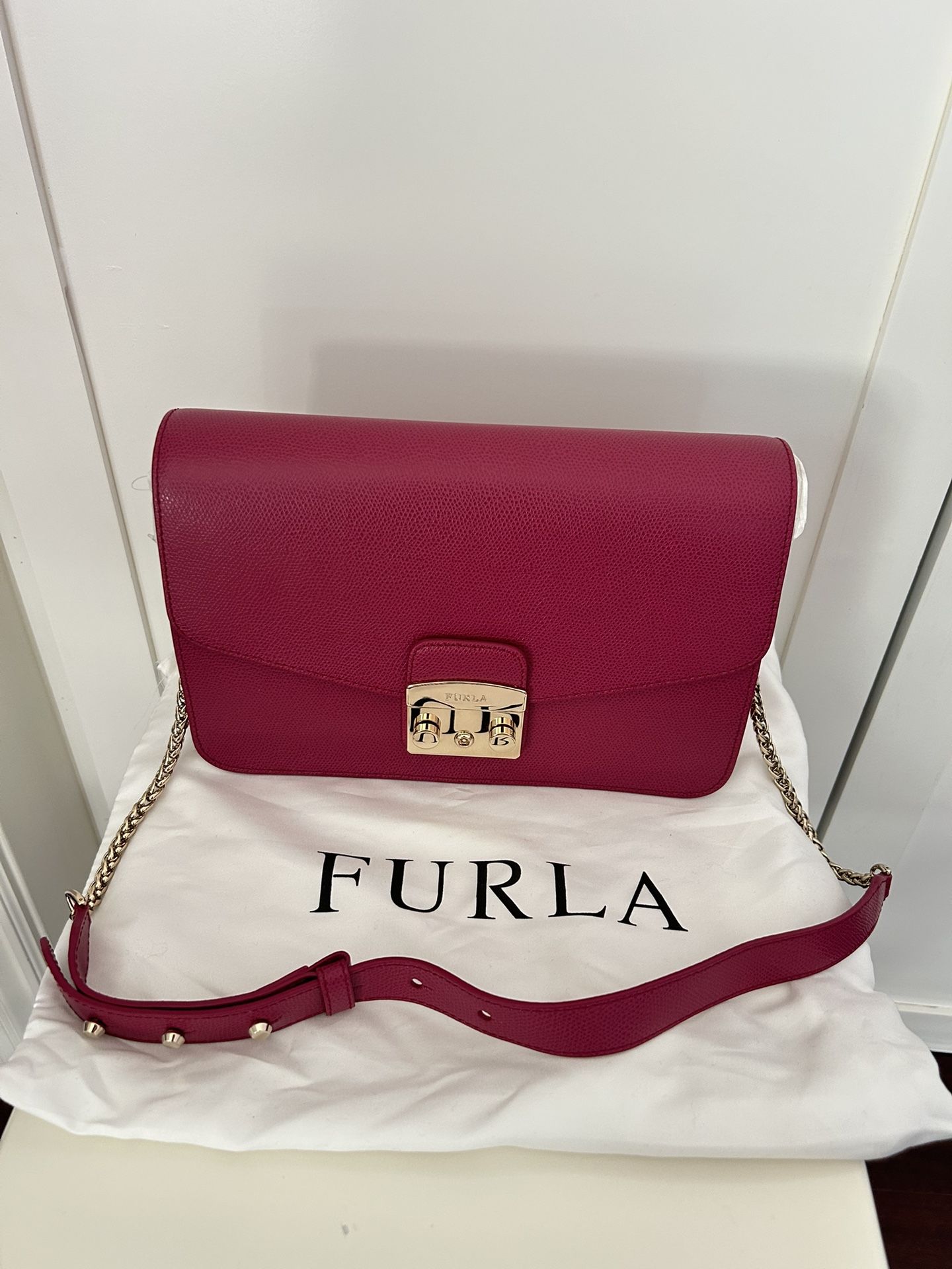 Furla Pink Leather Metropolis Shoulder Bag