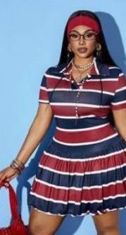 Navy blue and red pleated mini dress very stretchy