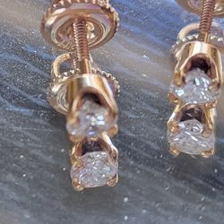 1/4 Carat Diamond And 14K Gold Screw Back Earrings