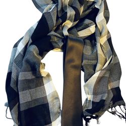 Set of Gorgeous rayon shawl + gray men's tie