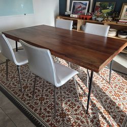 Wood Dining Table with Metal Legs