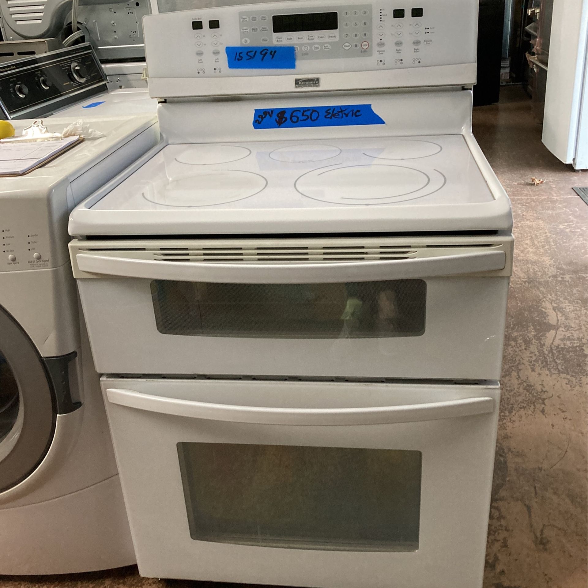 30 Inches Kenmore Elite Glass Top Electric Stove 5 burner range double Oven