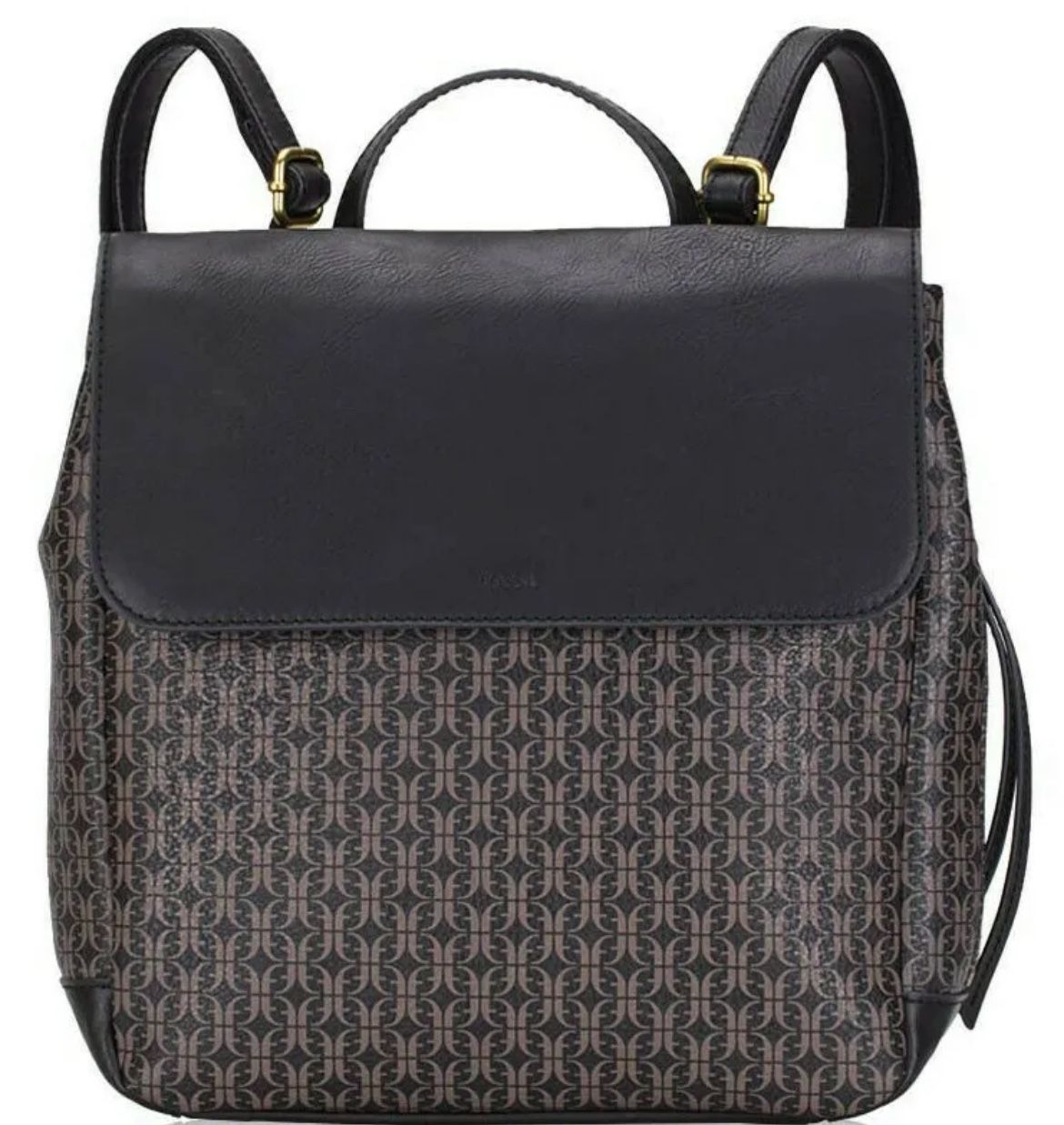 Fossil Claire Black Brown Signature Flap Backpack SHB(contact info removed) NWT $138 Retail FS
