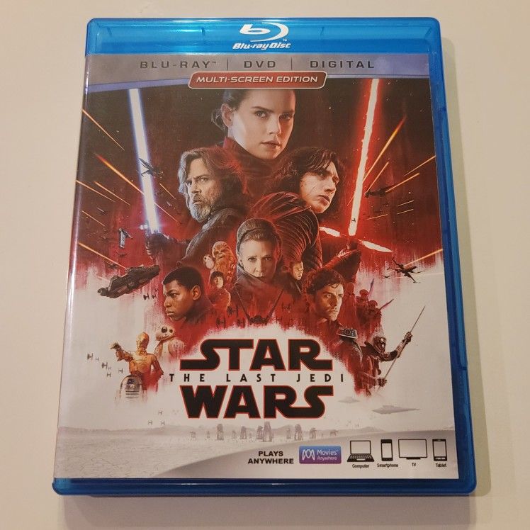 $5 BLU RAY , STAR WARS: THE LAST JEDI.  BLU RAY  ONLY NO DIGITAL OR DVD $5 OR TRADE FOR A MOVIE TITLE I DO NOT ALREADY OWN.  