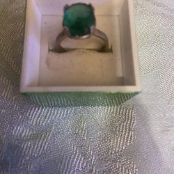 A  6 CT Green Sapphire  Stamped 925 Sterling Silver !