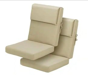 Aoodor 21.6 in. x 24.2 in. Outdoor High Back Chair Cushion with Adjustable Buckles and Ties in Brown (2-Pack)