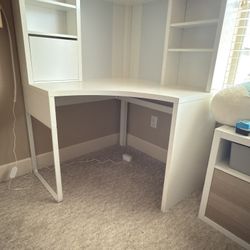 IKEA Micke Corner Desk With Pink chair