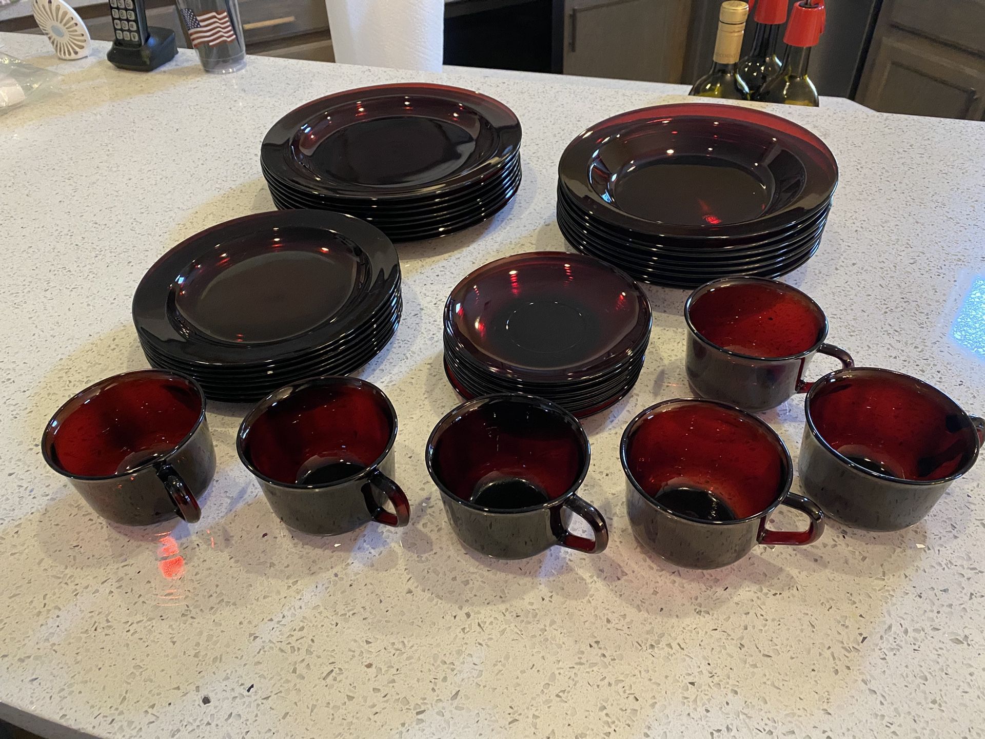 Arcoroc France Ruby Red Glassware