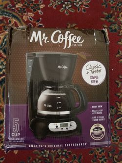  Mr. Coffee Programmable Drip Coffeemaker, 5-Cup, Black