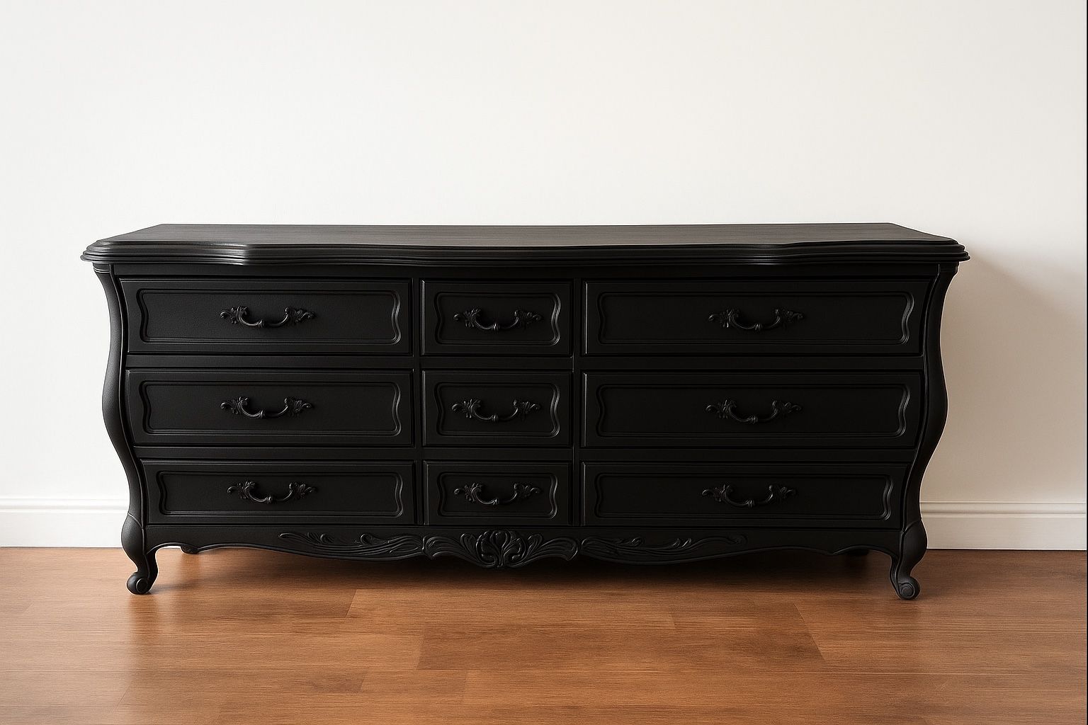 Vintage Oversized French Provincial Black Dresser