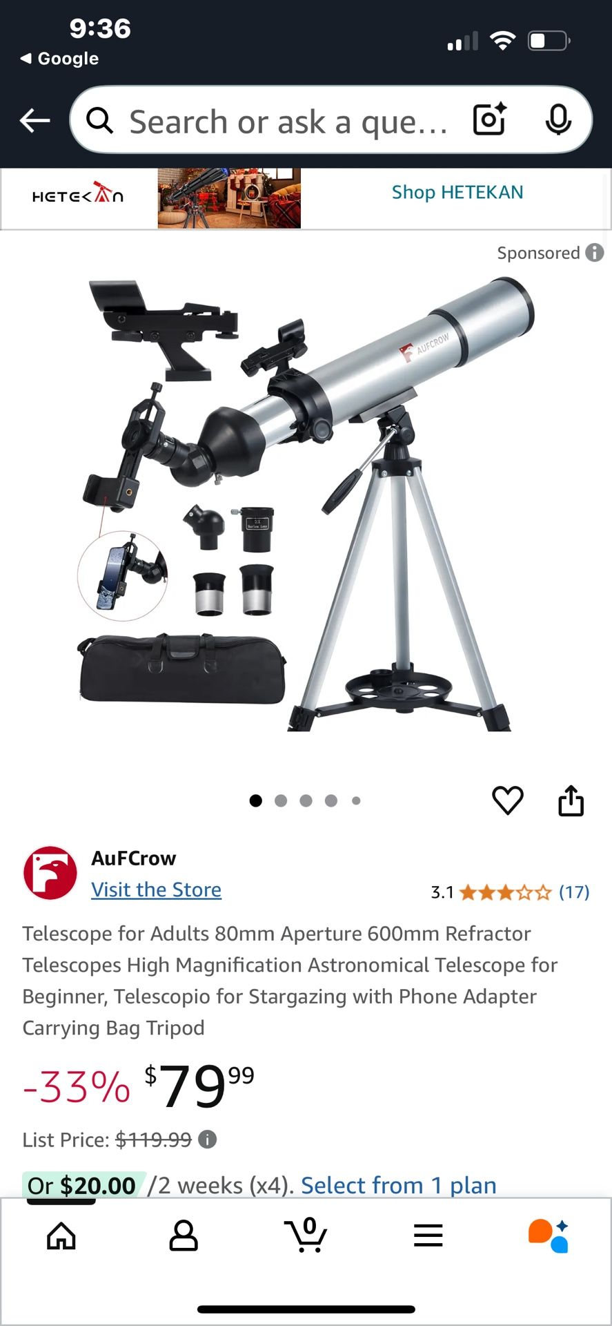 80600 Refractor Telescope