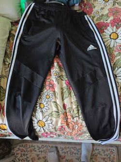 Adidas Black Track Pants with White Stripes