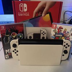 SWITCH OLED WHITE CONSOLE BUNDLE WITH GAMES + ACCESSORIES