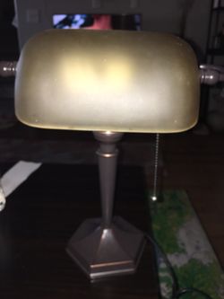 Bankers Desk Lamp with Light Brown/Tan Glass Shade $20