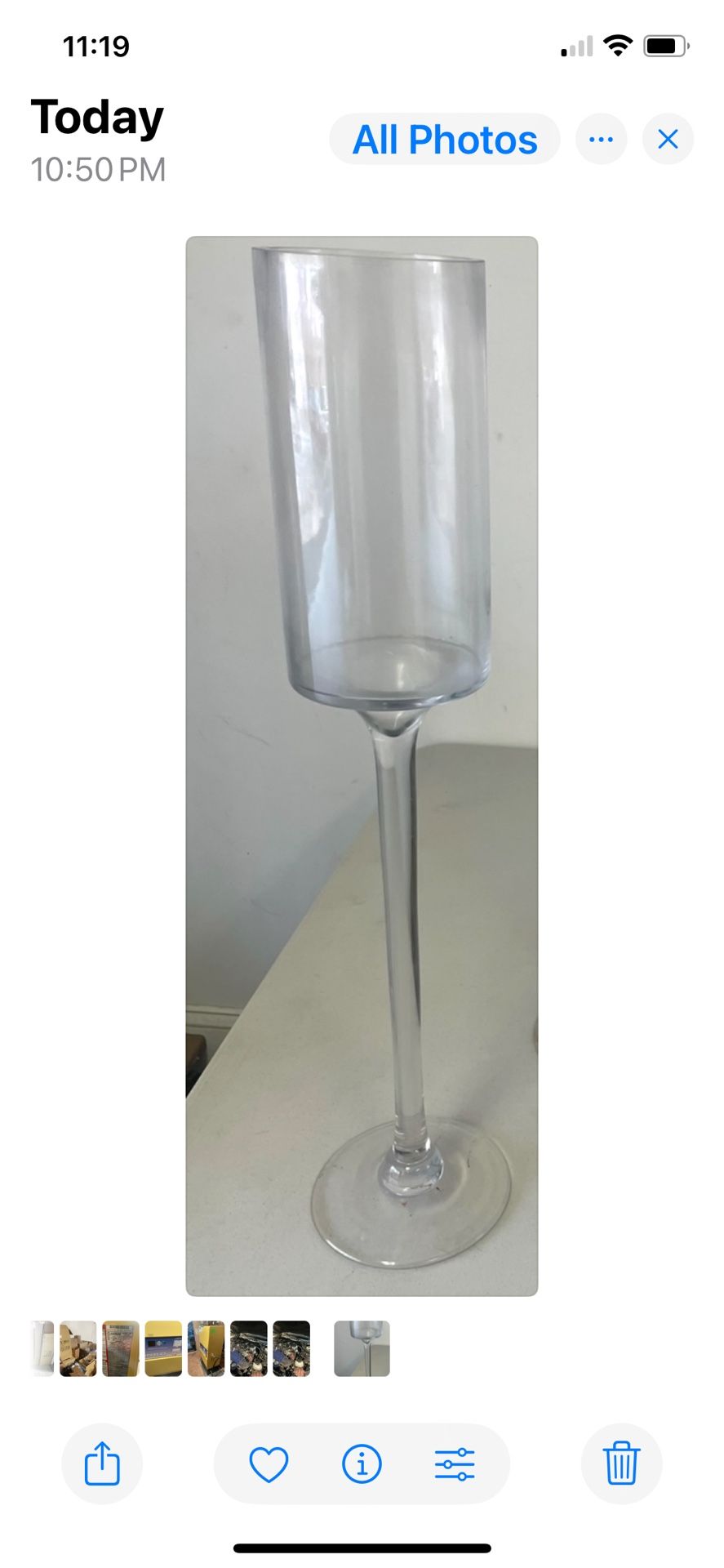 27.5 x 5 in. Glass Candle Holder with Stem, Clear