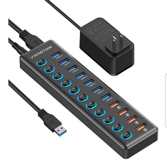 Vanotom Powered USB Hub 3.0, VANOTOM 11-Port USB Hub NEW