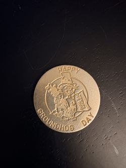 Vintage Punxsutawney Groundhog Club 'Happy Groundhog Day' Metal Coin/Token