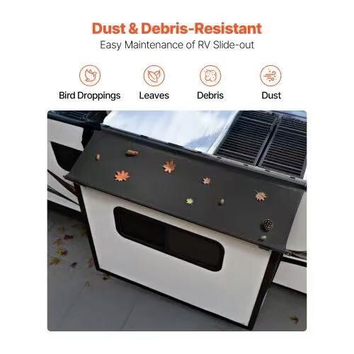 703#Camper Awning Fabric Replacement, 1" to 13', Weatherproof Durable Slide Topper Awning with Bracket, Heavy Duty Slide Topper Awning with Stainless