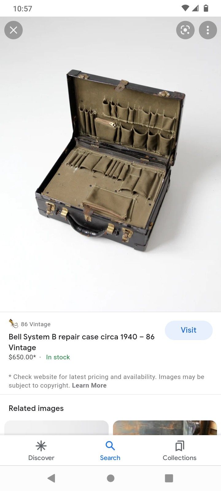 Vintage 1940 Bell System Tool Bag