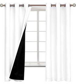 BGment White Blackout Curtains 42”w x 63”l