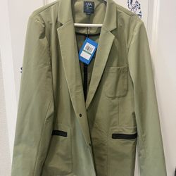 Under Armour men's blazer sport coat in green, made of spandex, polyamide, and cotton materials. 