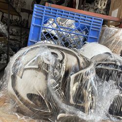 Raiders And Sf Helmets Made Out Of Cow bones