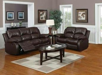 Brand new black or espresso bonded leather 2PCs recliner sofa and loveseat