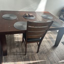 Kitchen Wood Table W/ 5 Chairs