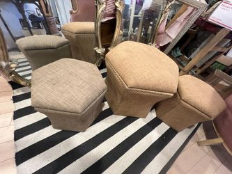 Linen look regency nesting storage ottomans