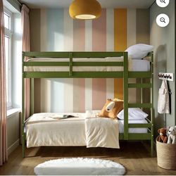 Sophie Solidwood Twin over Twin Bunk Bed - Olive Green