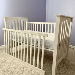 White Baby Crib and Mattress