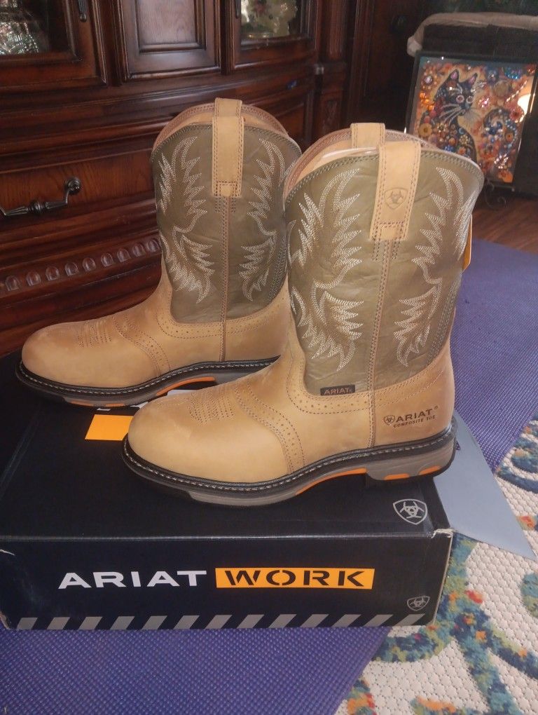 New Men's ARIAT WORK HOG Composite Toe Cowboy Boots Sz 11 $160 Firm