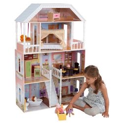 KidKraft Savannah Wooden Dollhouse, Over 4 Feet Tall with Porch Swing and 14 Accessories