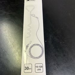 30ft Dog Tie-Out Cable w/ Stake & Shock Absorber (15–120 lbs) – New