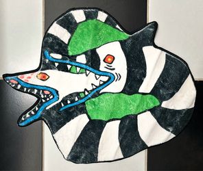 Beetlejuice Sandworm Indoor Carpet Rug Decor 22”x18”Bedroom, Bedside, Etc NEW Halloween Horror Spooky Decoration