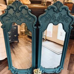 Amazing Tall Vintage Peacock Teal Mirrors~ $150 Each 