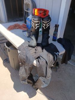 Boots ,riding pants ,new goggles