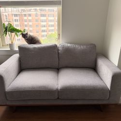 64”x35” Light Grey MCM Couch - Removable Cushions