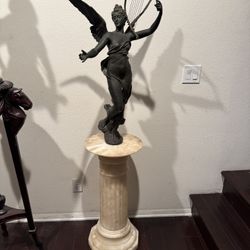Antique Bronze Statue On Marble 