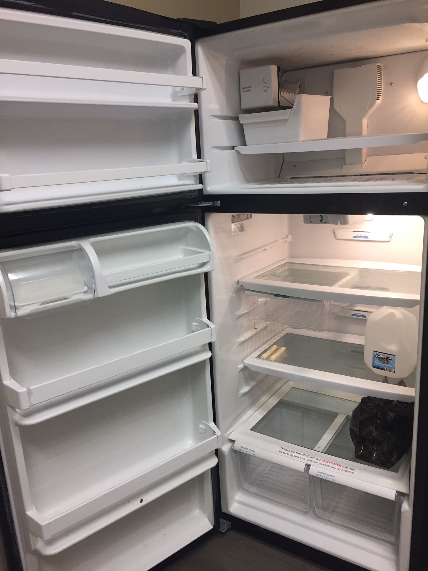 Whirlpool refrigerator. Model ER8YHMXSL00, mfg date 5/07. Stainless, 68”x28”. Ice maker not