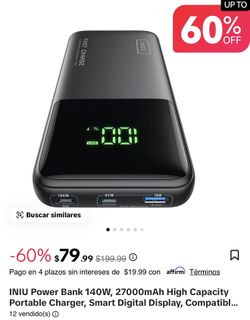  Power Bank 140W, 27000mAh High Capacity Portable Charger, Smart Digital Display, Compatible with iPhone 15/15 Plus/15 Pro/15 Pro Max, iPhone 14/13 Se