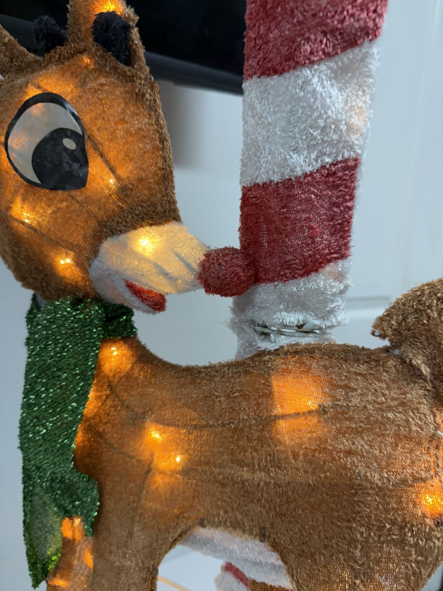 Christmas Yard Decoration Rudolph Light Up Stand Blinking Red Nose