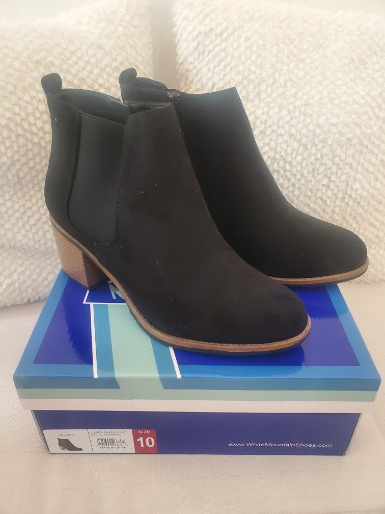 White Mountain Ladies Ankle Boots Sz 10 Black