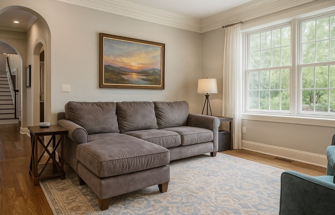 Plush Grey L Shaped Sectional Couch
