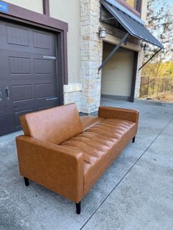 Caramel Brown Leather Sofa