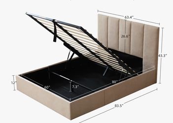Hydraulic Lift Up Storage Upholstered Platform Bed