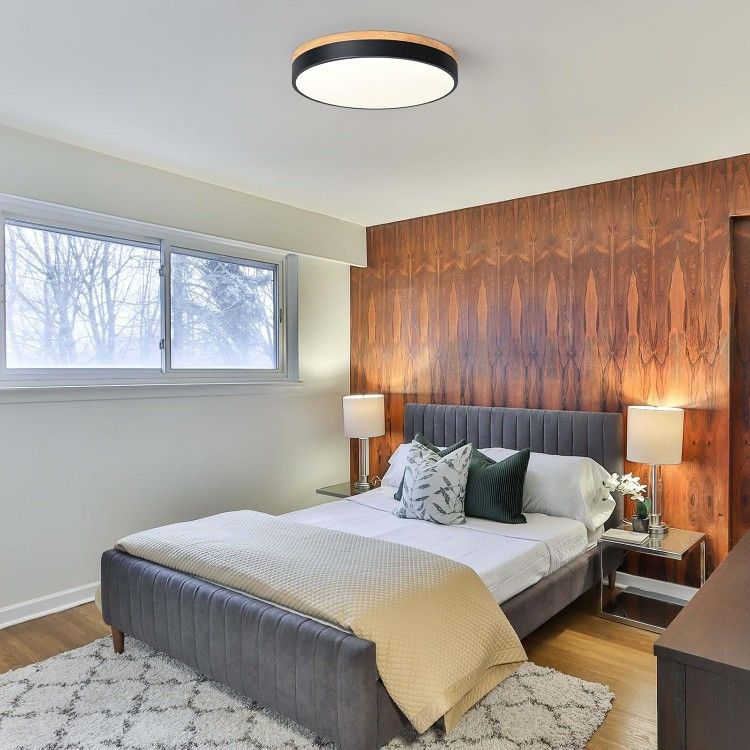 Wood LED Flush Mount Light, Dimmable - C57